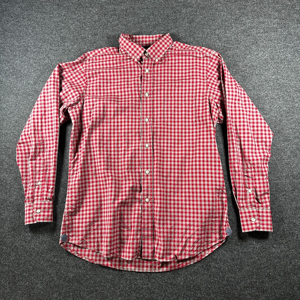 Daniel Cremieux Shirt Mens LG Red Gray Check Long‎ Sleeve Button Down Cotton